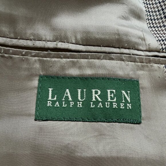 Ralph Lauren Houndstooth Lambswool Brown Tweed Blazer 46R LARP Cosplay Preppy - Picture 6 of 10